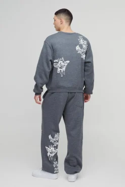 Cheap boohooMAN Oversized Graffiti Slogan Cuffed Jogger charcoal