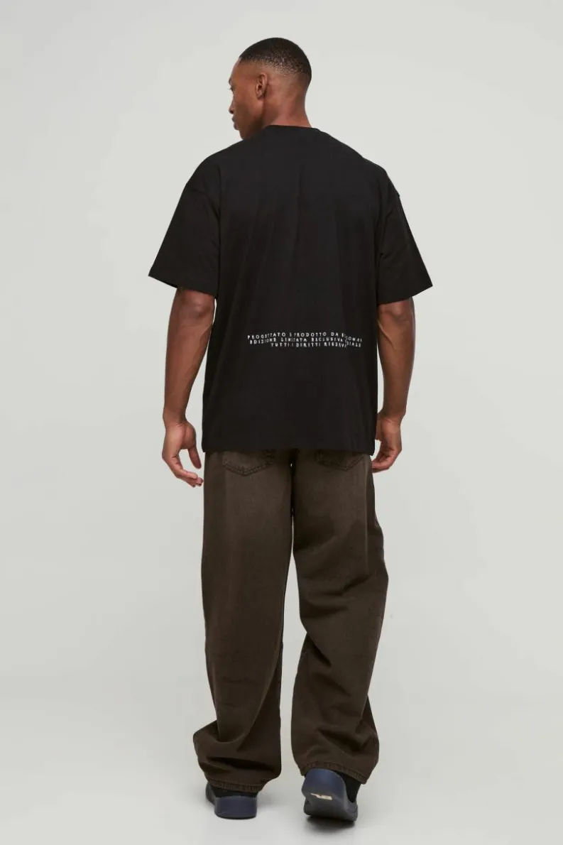 Hot boohooMAN Oversized Heavyweight Large Scale Renaissance Print T-Shirt black