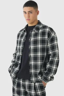 Flash Sale boohoo Oversized Heavyweight Textured Check Set black