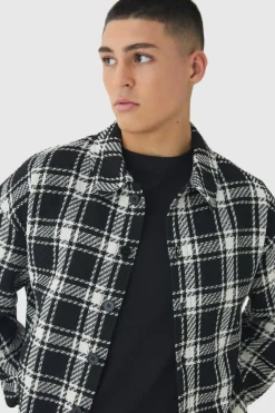 Flash Sale boohoo Oversized Heavyweight Textured Check Set black