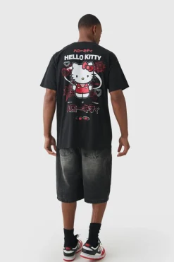 Flash Sale boohooMAN Oversized Hello Kitty License Print T-shirt black