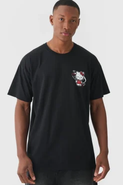 Flash Sale boohooMAN Oversized Hello Kitty License Print T-shirt black