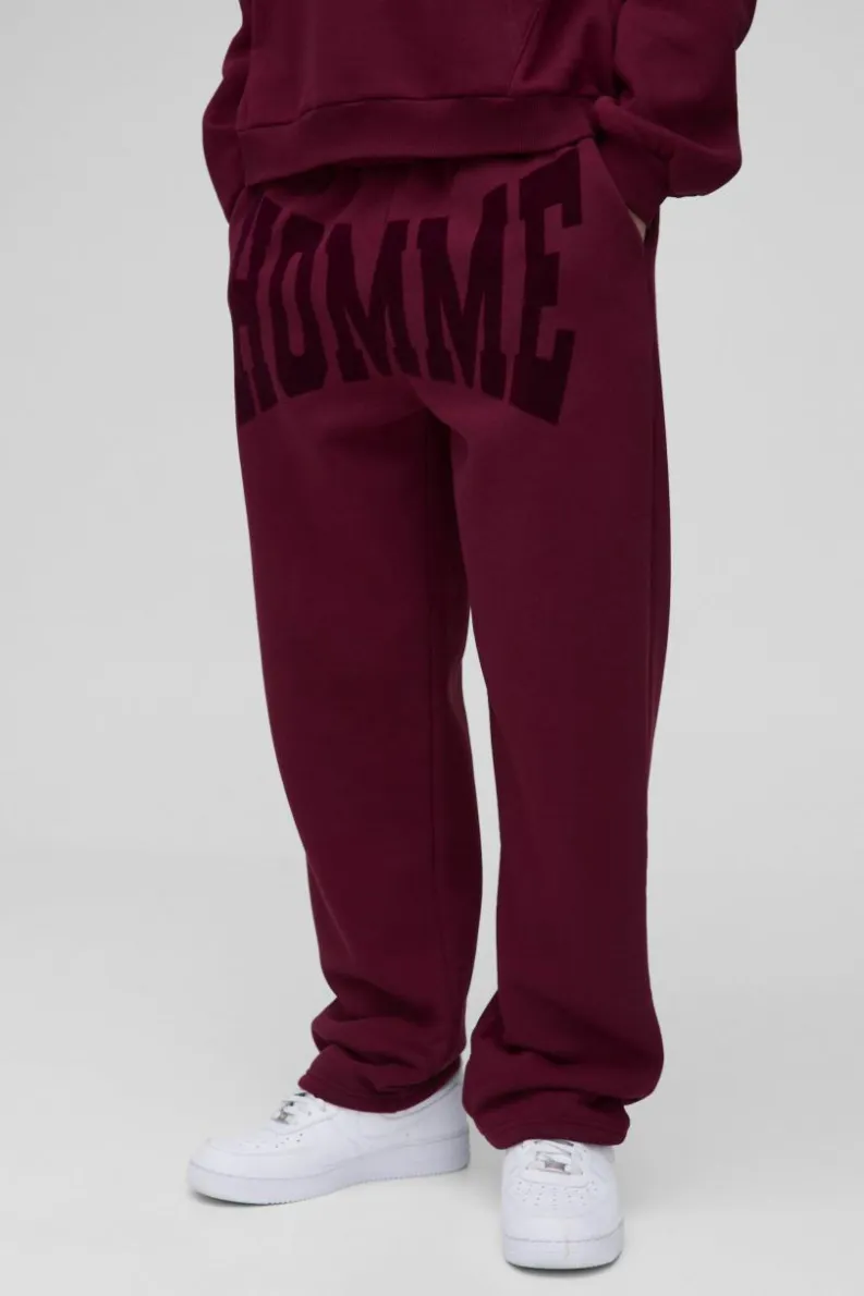 Best Sale boohooMAN Oversized Homme Flock Print Jogger burgundy