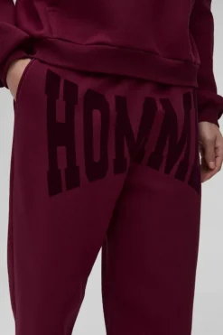 Best Sale boohooMAN Oversized Homme Flock Print Jogger burgundy