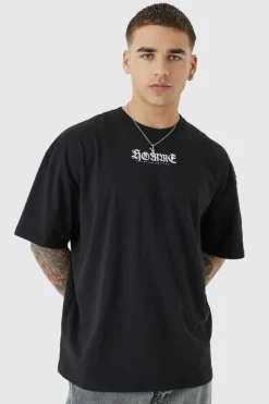 Online boohooMAN Oversized Homme Graphic T-shirt black