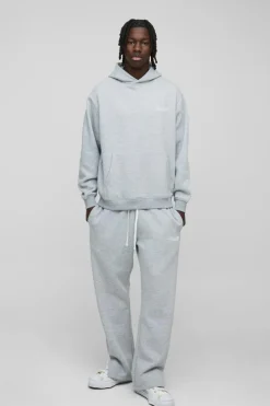 Cheap boohooMAN Oversized Homme Hooded Split Hem Tracksuit grey marl