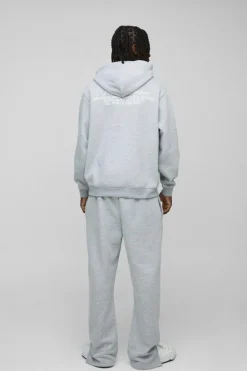 Cheap boohooMAN Oversized Homme Hooded Split Hem Tracksuit grey marl