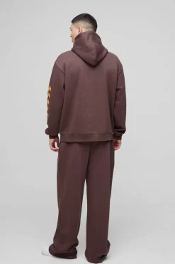 Cheap boohooMAN Oversized Homme Hooded Wide Leg Tracksuit brown