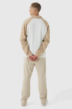 Online boohooMAN Oversized Homme Long Sleeve Rugby Polo white