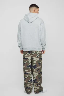 Discount boohooMAN Oversized Homme Varsity Hoodie grey marl