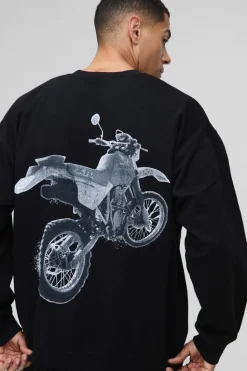 Cheap boohooMAN Oversized Honda Racing License Print Sweatshirt black