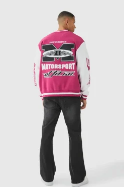 Hot boohooMAN Oversized Jersey Moto Jacket red
