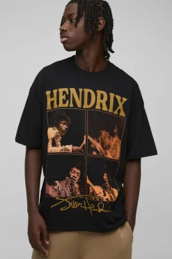 Cheap boohooMAN Oversized Jimi Hendrix License Print T-Shirt black