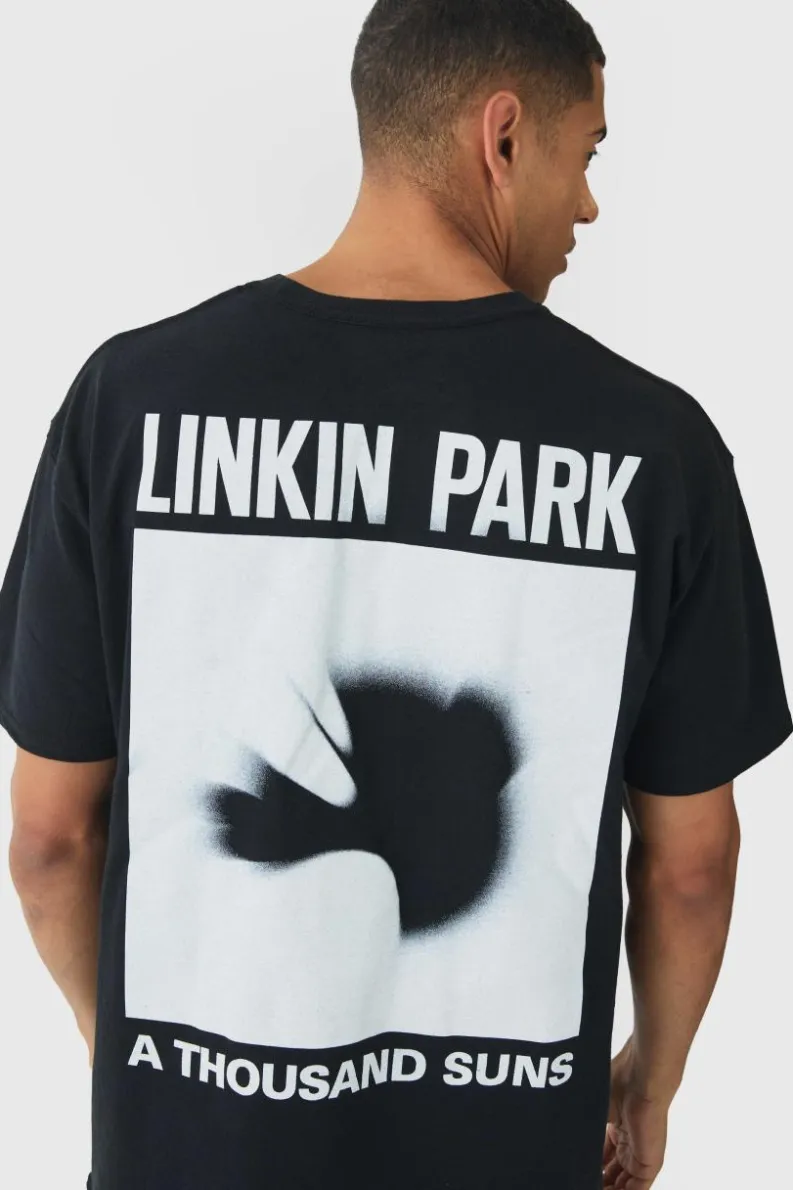 Fashion boohooMAN Oversized Linkin Park Band License Print T-Shirt black