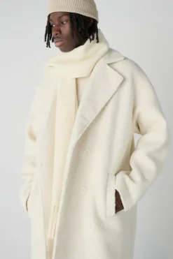 Flash Sale boohooMAN Oversized Longline Boucle Overcoat In ecru