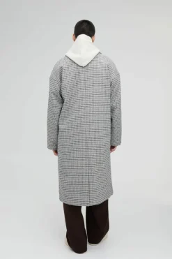 Best Sale boohooMAN Oversized Longline Check Overcoat In grey