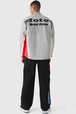 Flash Sale boohooMAN Oversized Mesh Panel PU Moto Jacket In grey