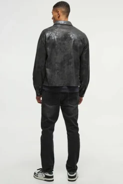 Best boohooMAN Oversized Metallic Boxy Shirt black
