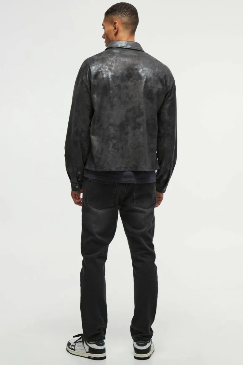 Best boohooMAN Oversized Metallic Boxy Shirt black