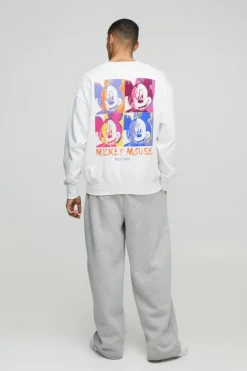 Best Sale boohooMAN Oversized Mickey Mouse License Print Sweatshirt white
