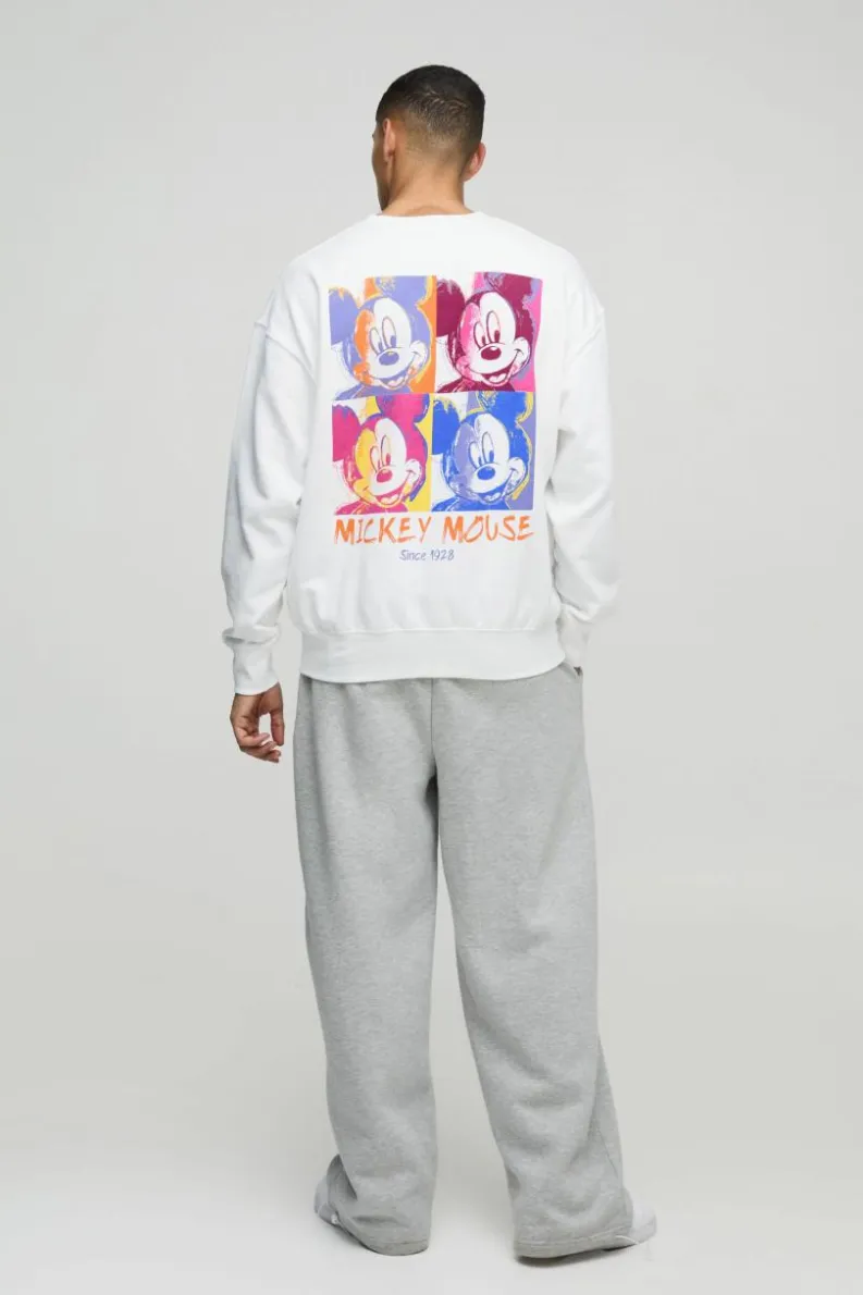 Best Sale boohooMAN Oversized Mickey Mouse License Print Sweatshirt white