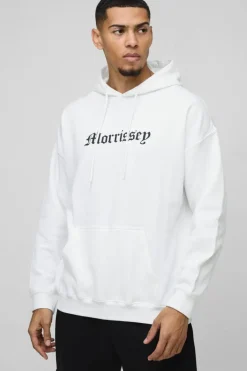 Fashion boohooMAN Oversized Morrissey License Print Hoodie white