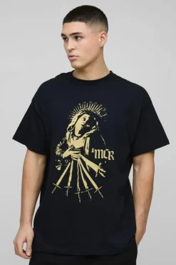 Discount boohooMAN Oversized My Chemical Romance License T-Shirt black