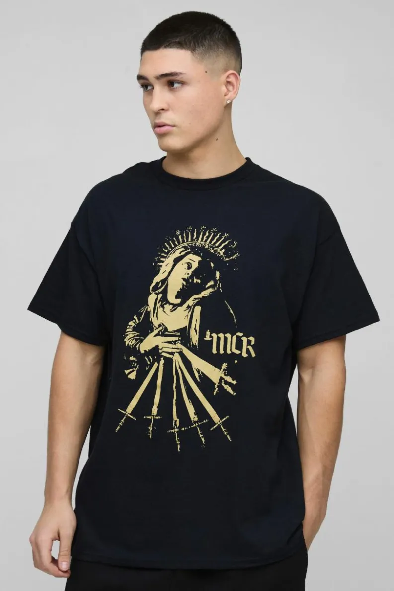 Discount boohooMAN Oversized My Chemical Romance License T-Shirt black