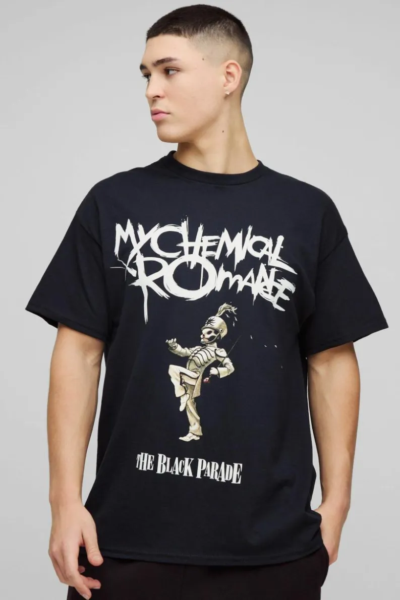 Cheap boohooMAN Oversized My Chemical Romance License Band T-Shirt black