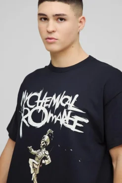 Cheap boohooMAN Oversized My Chemical Romance License Band T-Shirt black