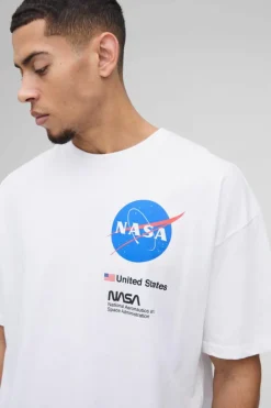 New boohooMAN Oversized Nasa License Print T-Shirt white