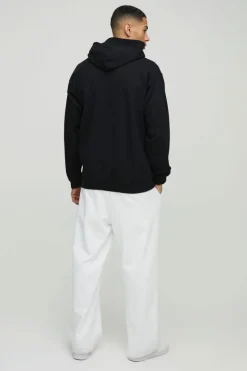 Cheap boohooMAN Oversized Nas License Print Hoodie black