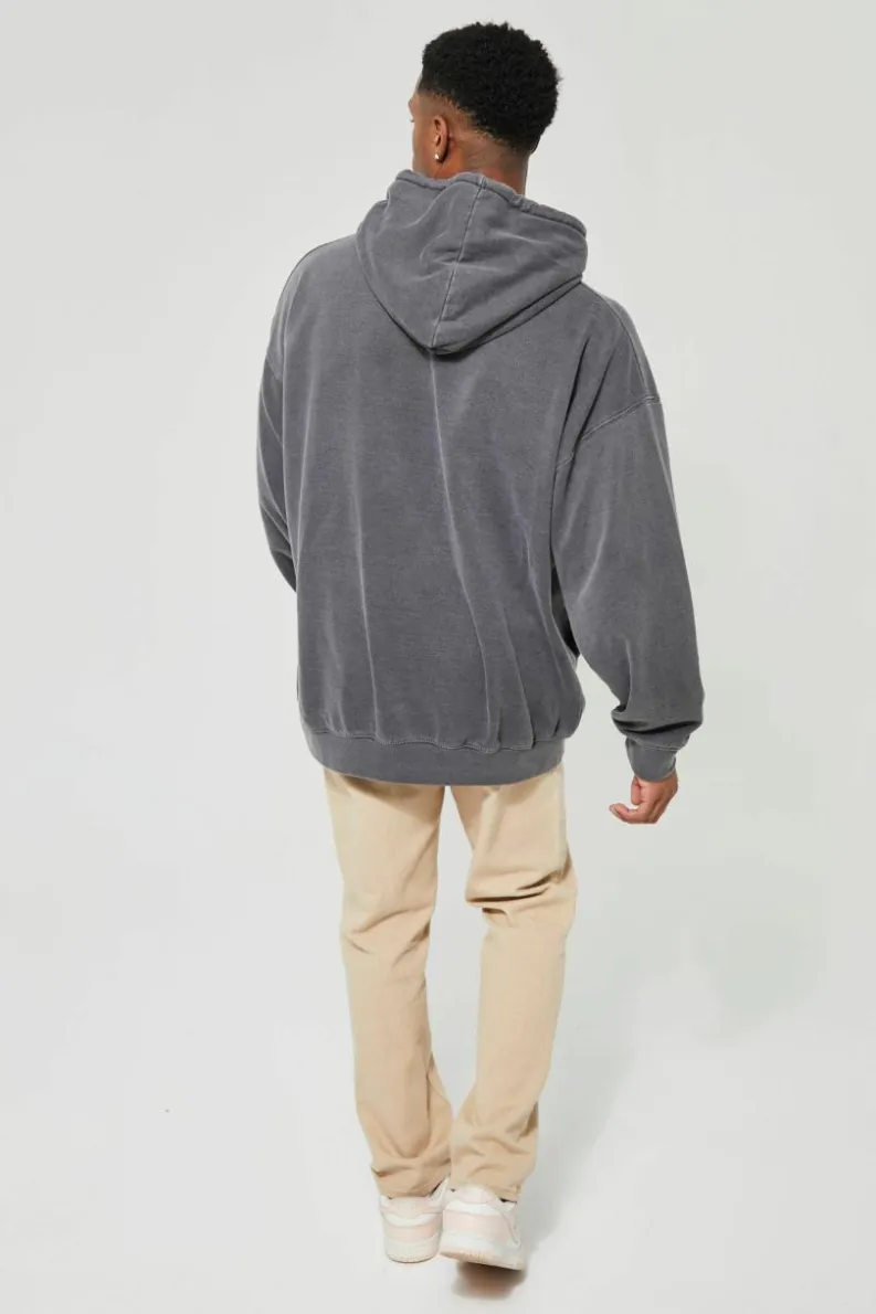 Cheap boohooMAN Oversized Nirvana Washed License Hoodie charcoal
