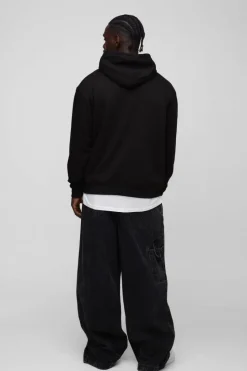 Hot boohooMAN Oversized OFCL Rhinestone Hoodie black