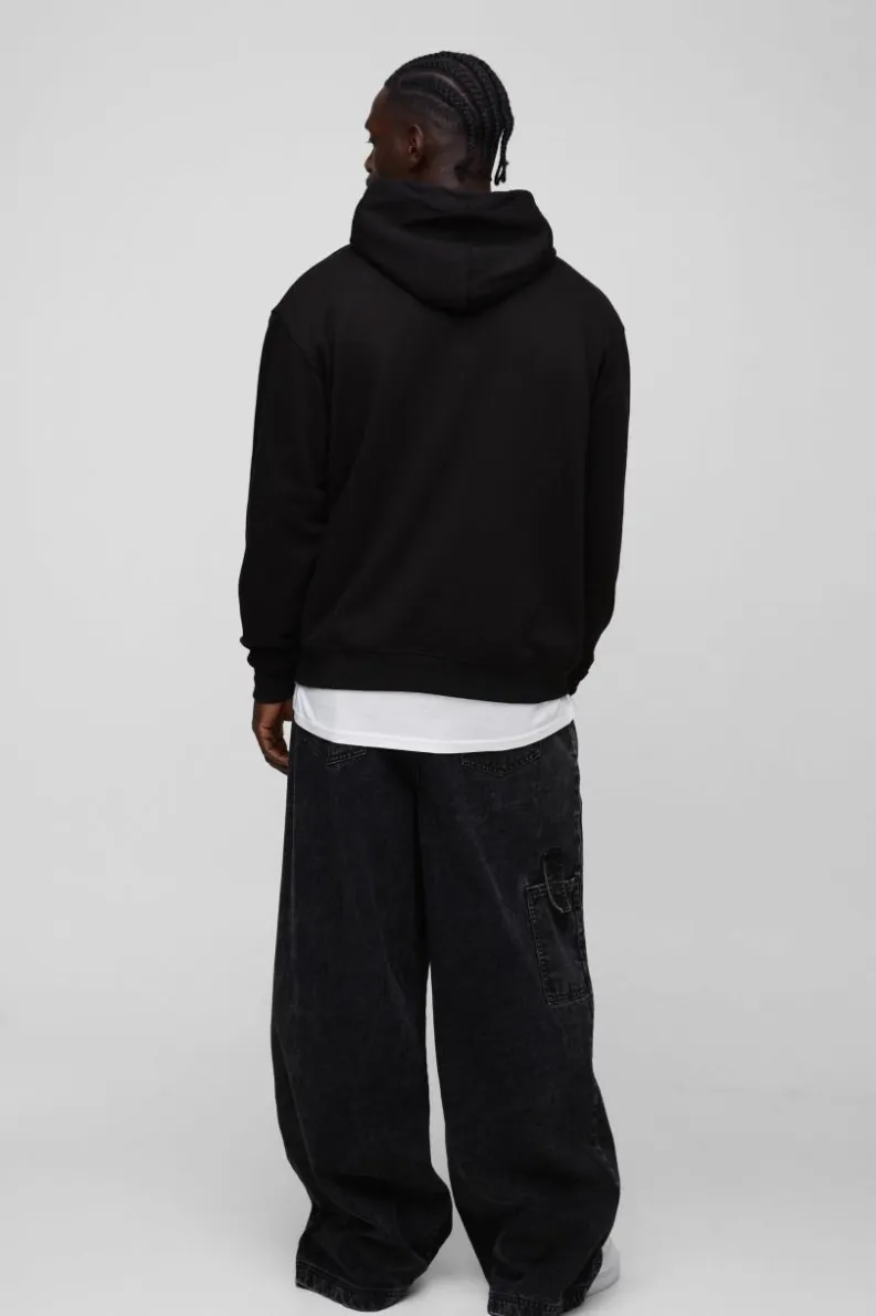 Hot boohooMAN Oversized OFCL Rhinestone Hoodie black
