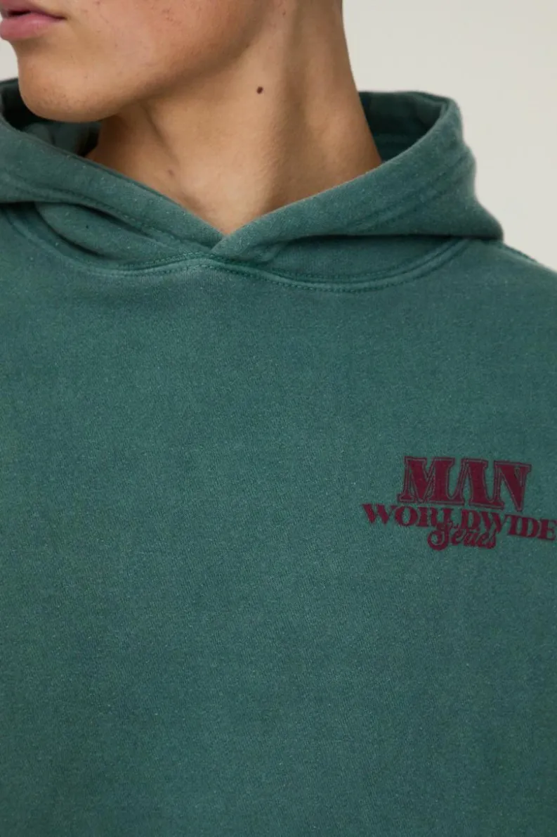 Best boohooMAN Oversized Official Car Graphic Washed Hoodie green