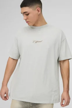 Flash Sale boohooMAN Oversized Official Floral Print Washed T-Shirt stone