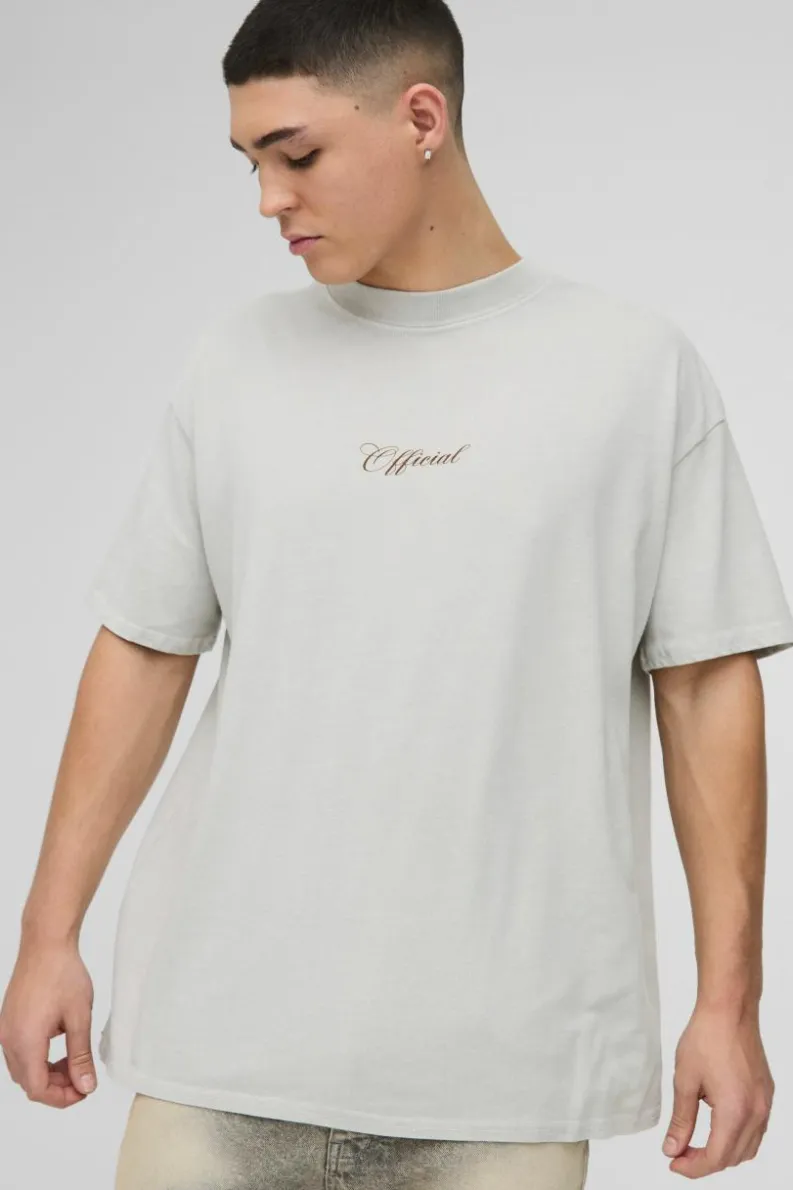 Flash Sale boohooMAN Oversized Official Floral Print Washed T-Shirt stone