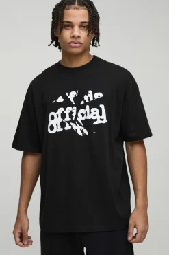 Discount boohooMAN Oversized Official Graffiti Graphic T-Shirt black