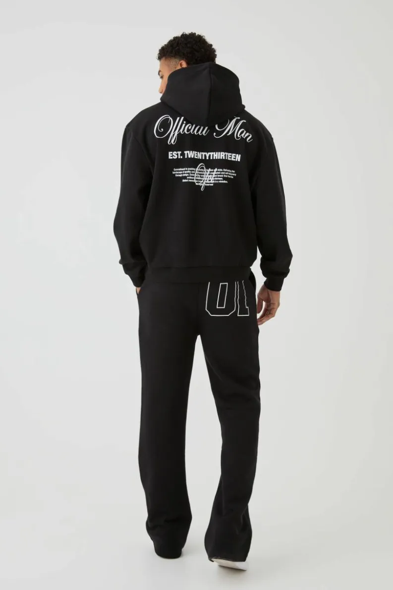 Hot boohooMAN Oversized Official Man Print Hoodie black