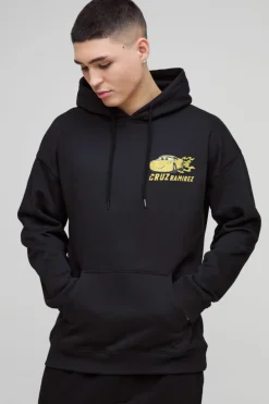 Cheap boohooMAN Oversized Pixar Cars Cruz License Print Hoodie black