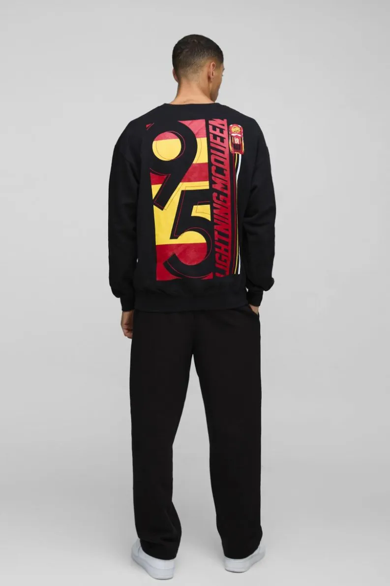 Cheap boohooMAN Oversized Pixar Cars License Print Sweatshirt black
