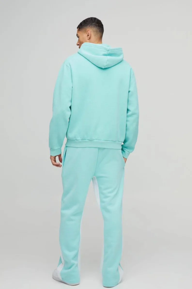 Best boohooMAN Oversized Quarter Zip Washed Hoodie blue