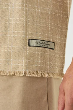 Best Sale boohooMAN Oversized Raw Hem Boucle Shirt taupe