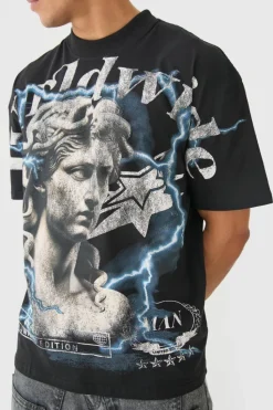 Discount boohooMAN Oversized Renaissance Over Seams T-shirt black