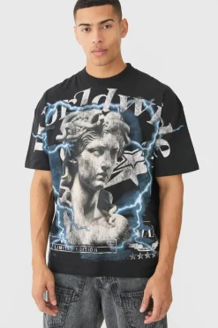 Discount boohooMAN Oversized Renaissance Over Seams T-shirt black