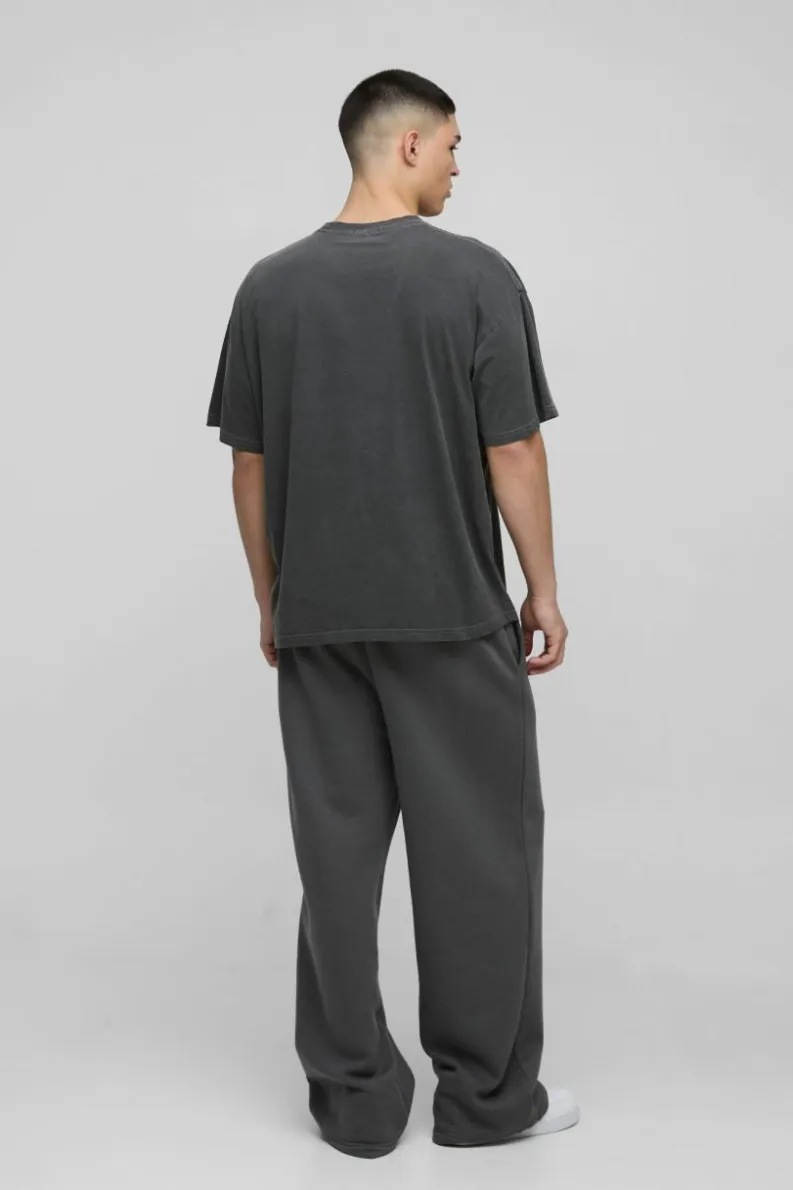 Clearance boohooMAN Oversized Rights Reserved Slogan Washed T-Shirt charcoal