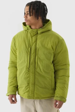 Flash Sale boohooMAN Oversized Ripstop Nylon Hooded Parka In lime
