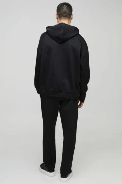Store boohooMAN Oversized Scuba Zip Though Hoodie black
