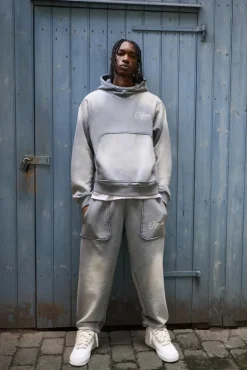 Sale boohooMAN Oversized Seam Detail Joggers charcoal